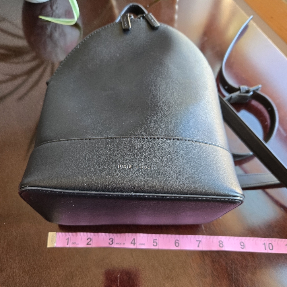 Pixie Mood Black Vegan Leather Convertible Mini Backpack / Crossbody Bag - Picture 5 of 8